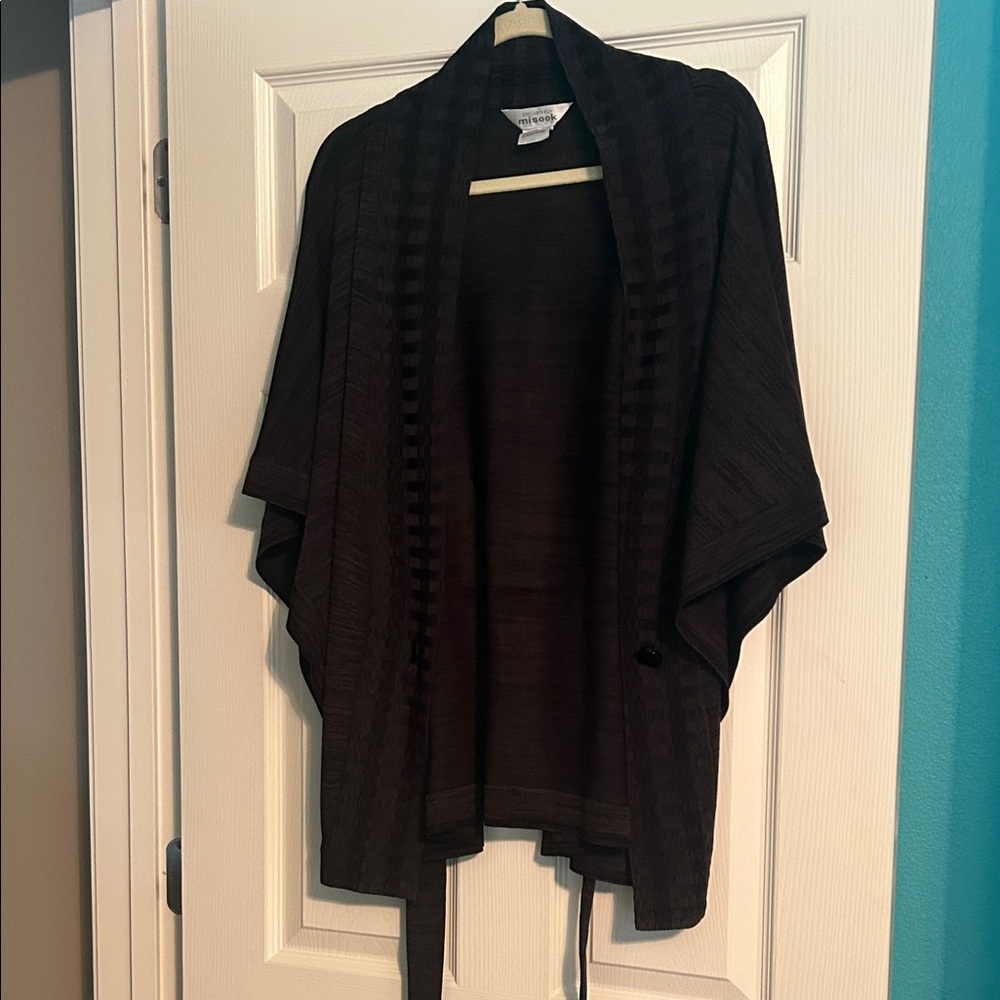 Misook Brown Open-Front Vest